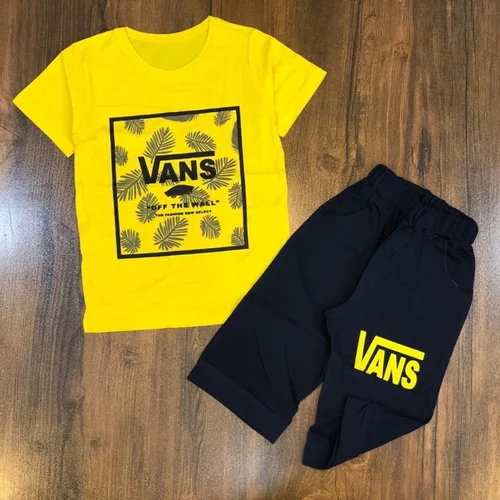 تیشرت شلوارک vans زرد کد 199
