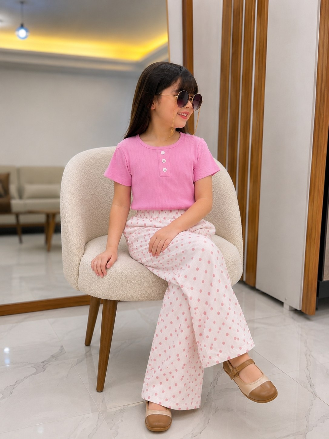 کراپ و شلوار خالخالی کد ۳۴۴۲